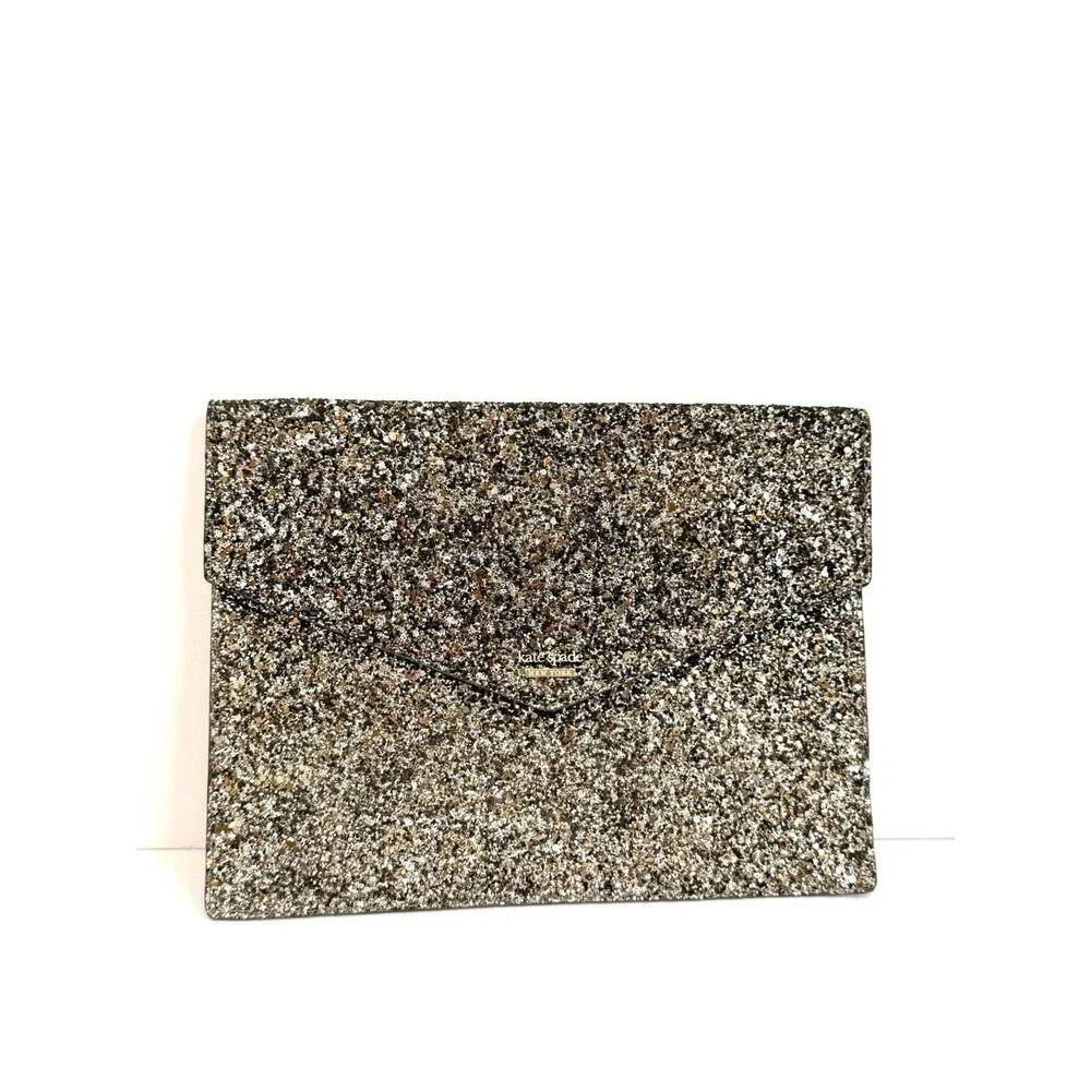 Kate Spade New York Glitter Envelope Clutch Champagne Rose Gold Evening Pouch